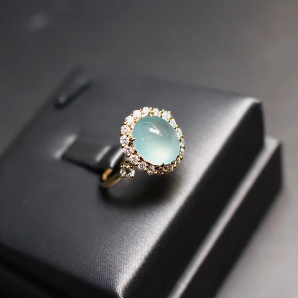 Chalcedony Ring Ring Women's High Ice Big Egg Face Chalcedony Fashion Seiko Open Ring
