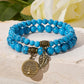 6mm/8mm Life Tree Leaf Pendant suit Bracelet Colorful Tiger Eye Amethyst Bracelet