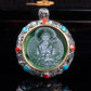 Natural A Jade Tibetan Eight Patron saint Transfer Wheel Inlaid Seiko Jade Pendant Pendant Yu Pei