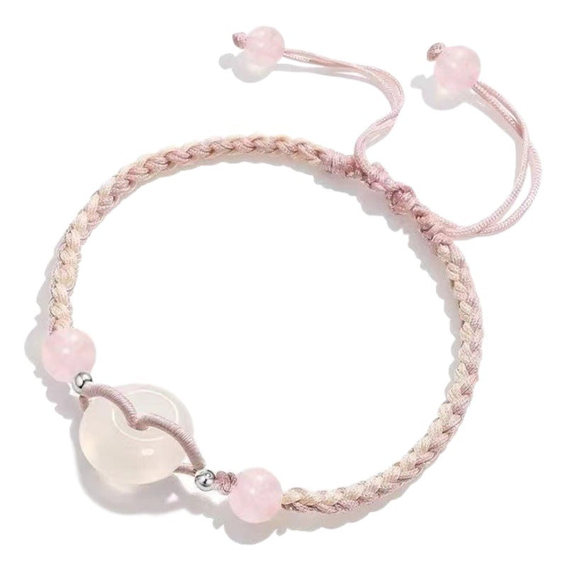 Hand-woven agate Ping An Buckle Couple Women's Hand Rope Girlfriend Simple Bracelet