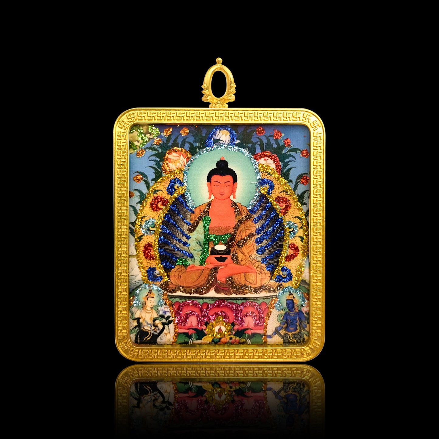 Wutai Berg Thangka Gawu Box Farbe Gold Acht Schutzgottheit Buddha Anhänger Bild Box Handgepäck Anhänger Anhänger