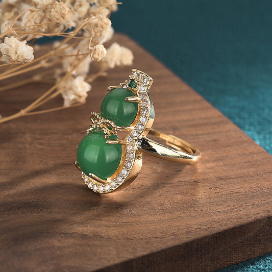 Natural Chalcedony Agate Gourd Ring for Women