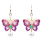 enamel gradient butterfly earrings silver needle light luxury niche design ancient style pearl earrings