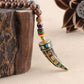 Ethnic Style Buddha Beads Nepal Horn Type Wooden Necklace Simple Personality Long Men's and Women's Woolen Chain Linen Accessories