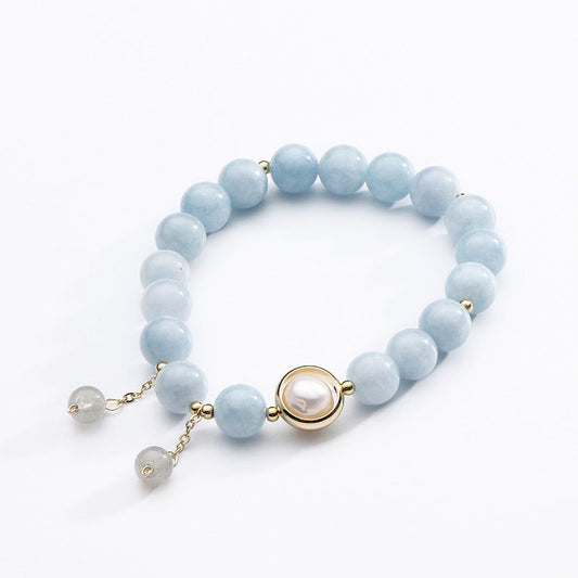 Aquamarine Freshwater Pearl Bracelet Female Simple Cold Wind Bracelet