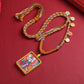 Golden Tibetan Nine Tailed Fox Wealth Deity Thangka Art Necklace Pendant - Buddha Blessing You