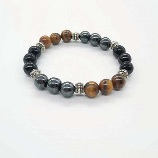 Black Glass Tiger'S Eye Interlaced Alloy Bracelet Black Gallstone Jewelry