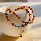 National Style Red Gold Sandstone Double Circle Glitter Bracelet - Buddha Blessing You