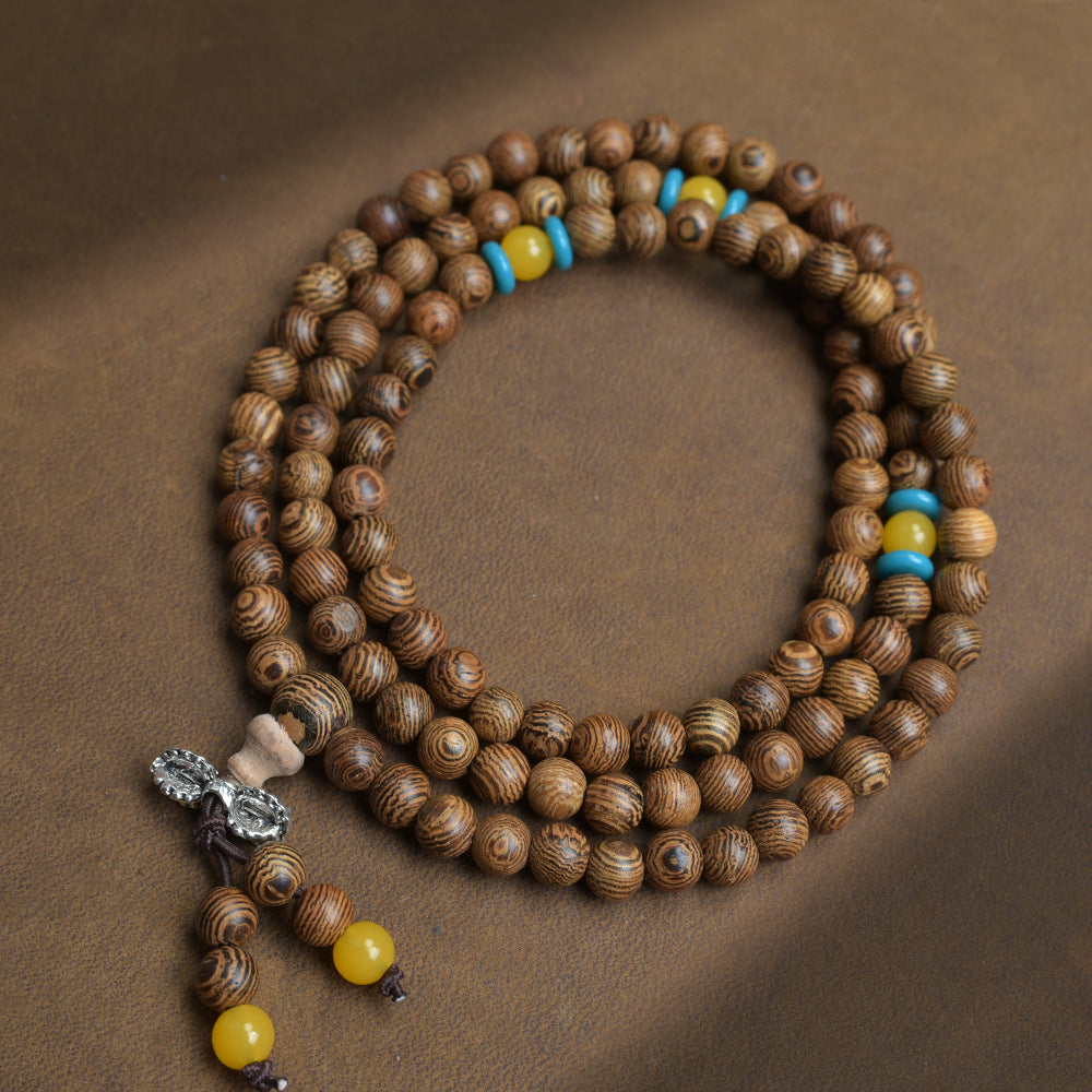 Old Material Wood Bracelet Buddha Beads Rosary 108 Retro Style Men And Women Bracelet Holding Gifts