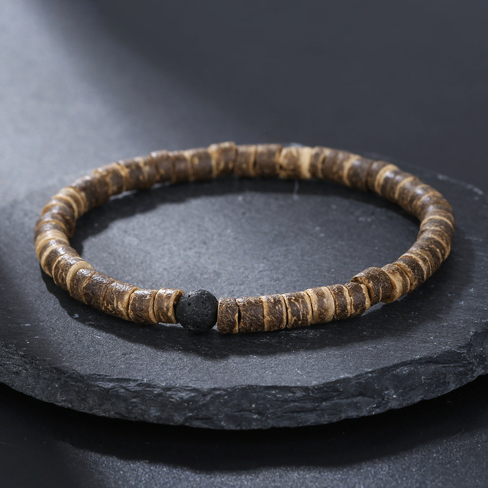 Fashion Commuter Retro Style Bracelet Jewelry Trendy Men's Handmade Beaded Black Gallstone Turquoise Bracelet