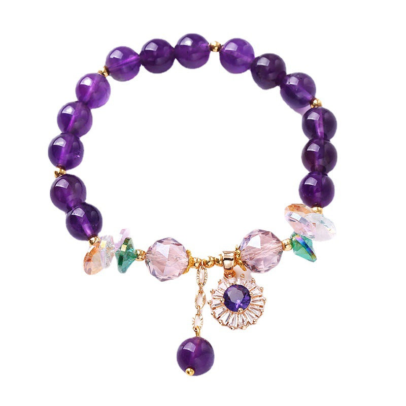 Natural Purple Crystal Beaded Handmade Bracelet