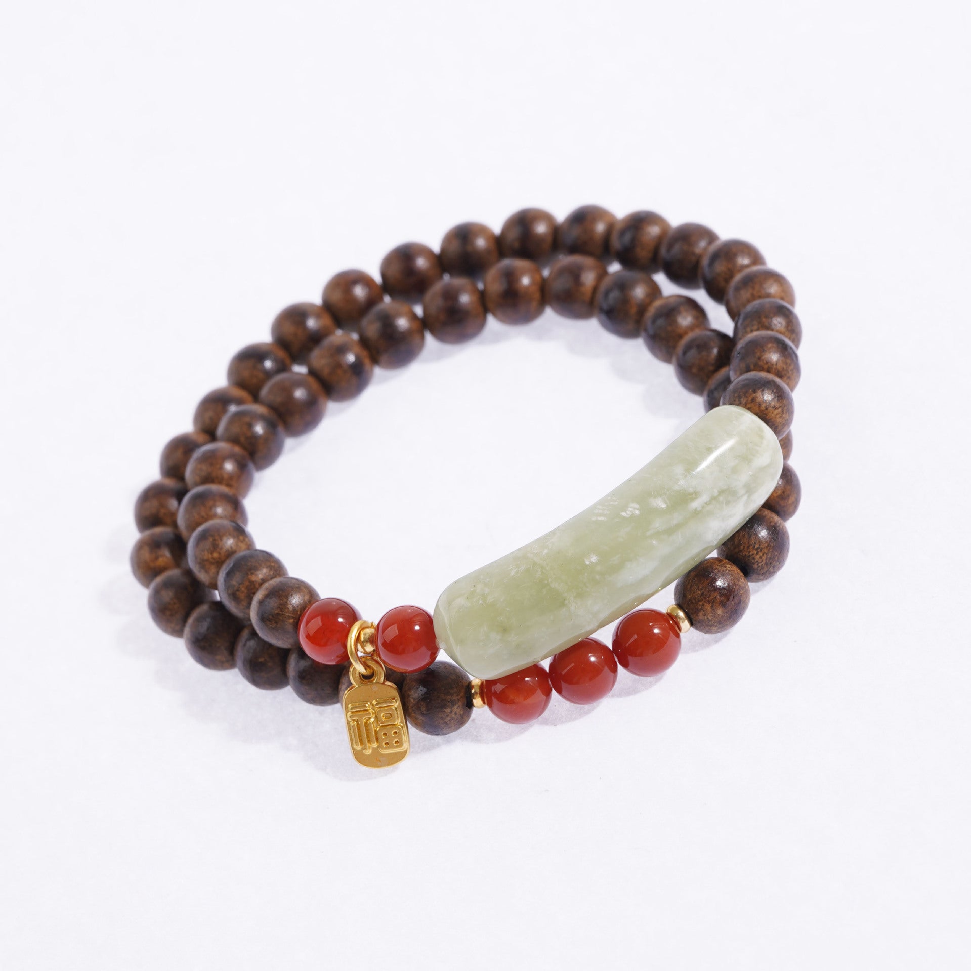 2024 New Sandalwood Bracelet Double Circle Women's Half Bracelet Red Agate Gift Lucid Play Rosary New Chinese Style