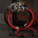 Handmade Dragon Knot Silver Pixiu Adjustable Bracelet With Auspicious Meaning