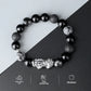 Sterling Silver Bracelet Natural Obsidian Volcanic Stone Foot Silver Bracelet Men's Retro Fashion High-end Jewelry