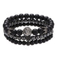 Jewelry Fashion Vintage Black Frosted Bracelet Zircon Crown Diamond Ball Dice Lion Head Beads Bracelet Suit