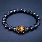 Modisches Luxus-Armband mit Perlen aus Legierung mit Krone und Tigerauge-Stein