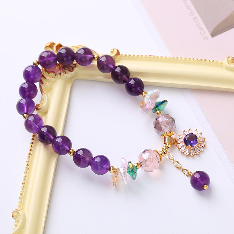 Natural Purple Crystal Beaded Handmade Bracelet