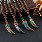 Ethnic Style Buddha Beads Nepal Horn Type Wooden Necklace Simple Personality Long Men's and Women's Woolen Chain Linen Accessories