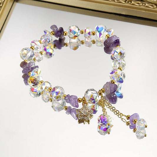 Lavender Amethyst Bracelet With Sparkling Star Zircon Pendant
