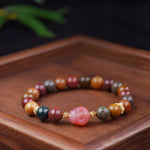 Natural Alashan Jade Bracelet Colorful Jade Macaron Morandi Bracelet Gift For Girlfriends