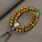 Goldenes Sandelholz-Armband mit doppelter Schlaufe und Lotus-Jade-Holz-Gebetsperlen