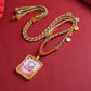 Golden Tibetan Nine Tailed Fox Wealth Deity Thangka Art Necklace Pendant - Buddha Blessing You
