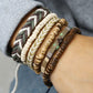 New Coconut Shell Wood Multi-layer Stacked Wear Bracelet Retro Men's Turquoise Beaded Bracelet