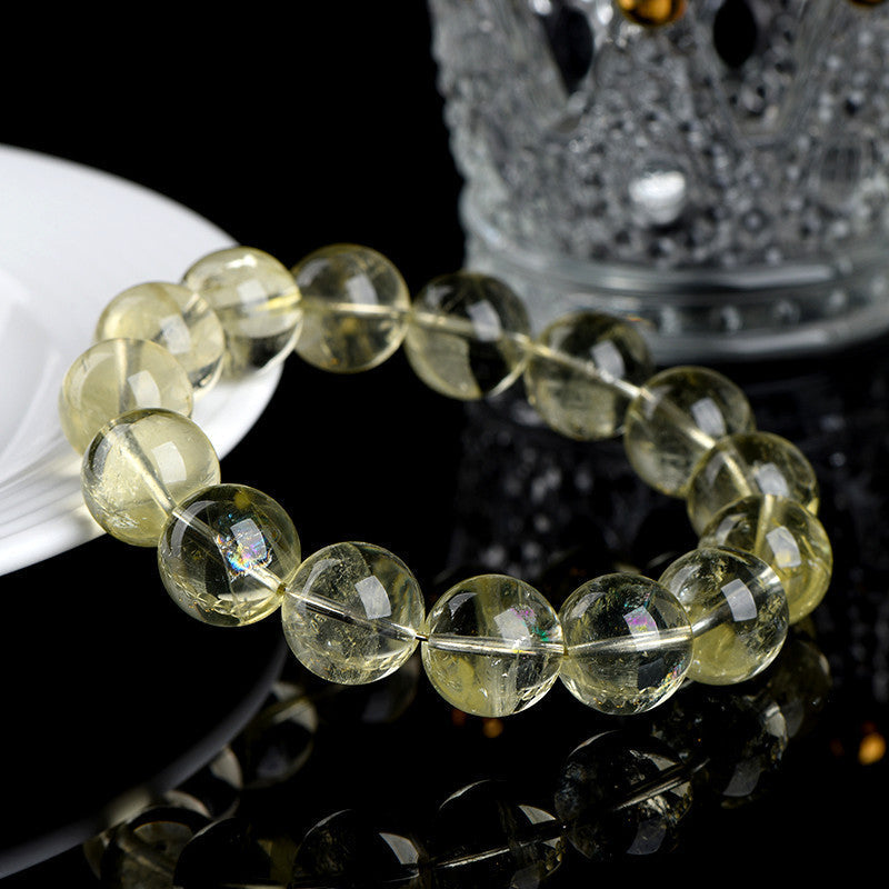 Natural lemon yellow rainbow Asai ball bracelet iced light yellow crystal bracelet - Buddha Blessing You