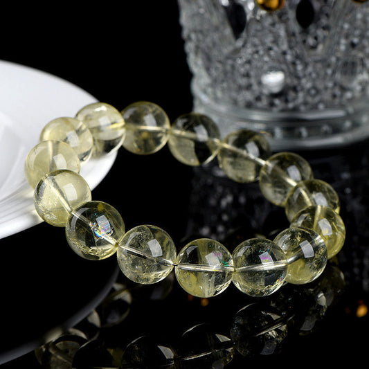 Natural lemon yellow rainbow Asai ball bracelet iced light yellow crystal bracelet