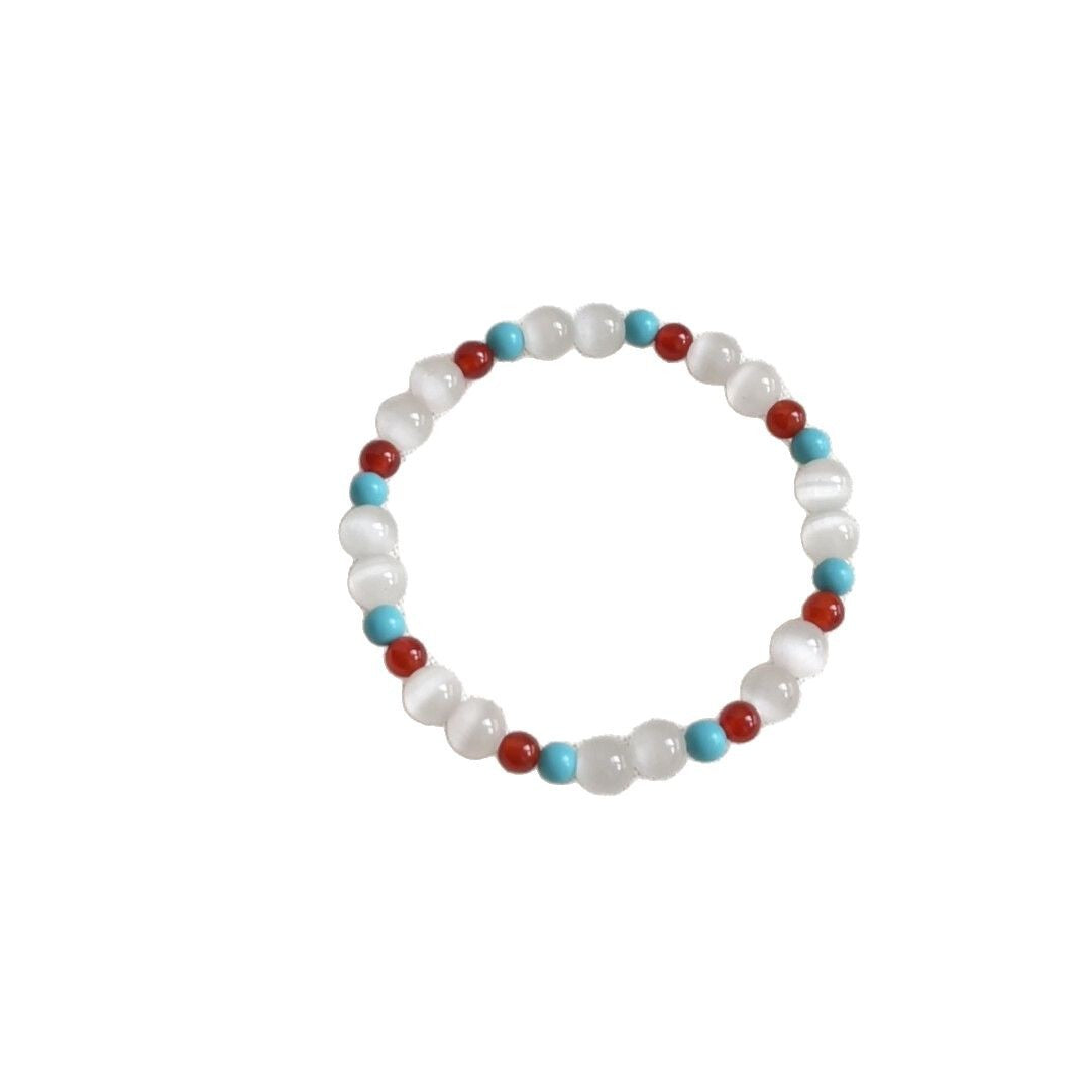 Original Cat's Eye Stone Natural Vintage Beaded Design Versatile Elegant Bracelet