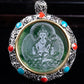 Natural A Jade Tibetan Eight Patron saint Transfer Wheel Inlaid Seiko Jade Pendant Pendant Yu Pei