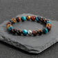 Handgewebtes buddhistisches Armband aus Tigerauge-Naturstein mit Stretchperlen