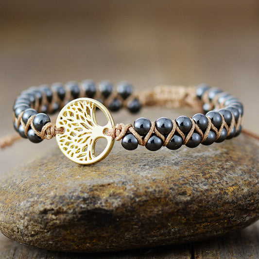 Vacation Style New High Quality Natural Stone Tree Of Life Handmade Bracelet