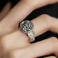 Tibetan Tang Grass Pattern Green Zircon Ring Female Fashion Personality Trend All-Match Ring