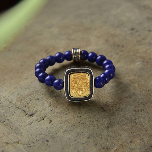 New Retro Ethnic Style Ring Crane Blue White Elegant Fashion Lucky Niche Design Ring Jewelry