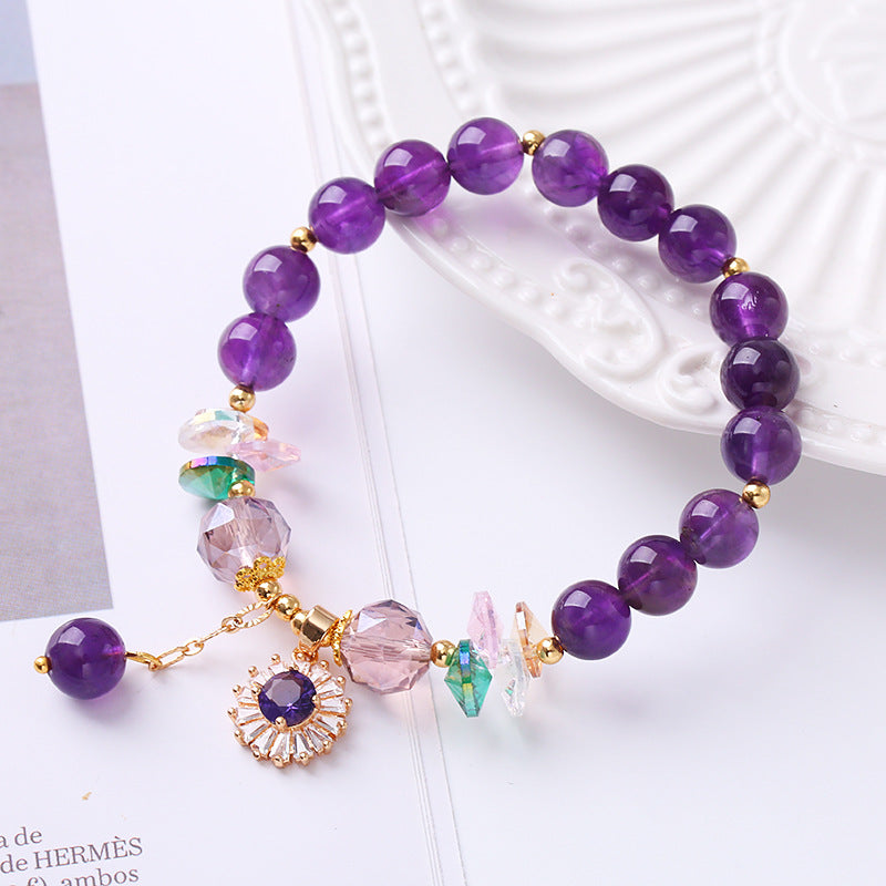 Natural Purple Crystal Beaded Handmade Bracelet