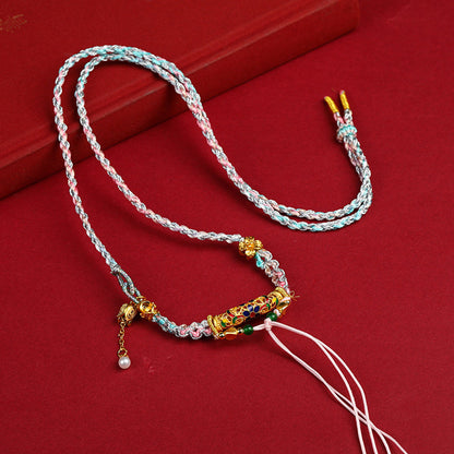 Tibetan Pendant Lanyard Handmade Woven Vintage All-match Ethnic Peach Blossom Pendant Tangka Killam