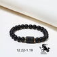 Stretch-Armband mit Sternzeichen-Perlen aus mattschwarzem Onyx
