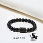 Black Matte Onyx Zodiac Bead Stretch Bracelet