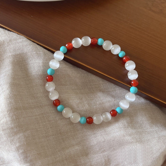 Original Cat's Eye Stone Natural Vintage Beaded Design Versatile Elegant Bracelet