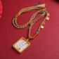 Golden Tibetan Nine Tailed Fox Wealth Deity Thangka Art Necklace Pendant - Buddha Blessing You