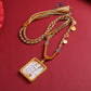 Golden Tibetan Nine Tailed Fox Wealth Deity Thangka Art Necklace Pendant - Buddha Blessing You