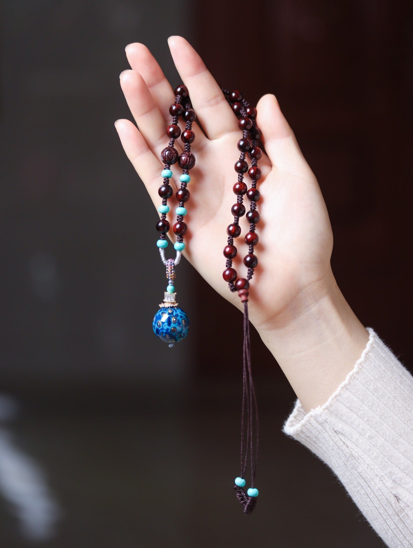 Gold Star Small Leaf Rosewood Buddha Beads Hanging Pendant New DIY Men'S And Women'S Sweater Necklace Ins Assembly Jewelry