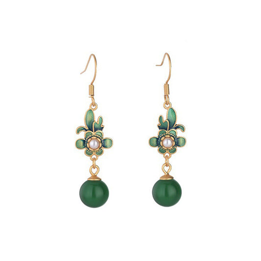 Elyuan Chinese Style Not Easy To Fade Natural Chalcedony Orchid  Popular Earrings