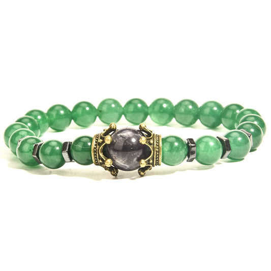 Fashionable Luxury Alloy Crown Tiger Eye Stone Beaded Bracelet