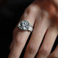 Tibetan Tang Grass Pattern Green Zircon Ring Female Fashion Personality Trend All-Match Ring