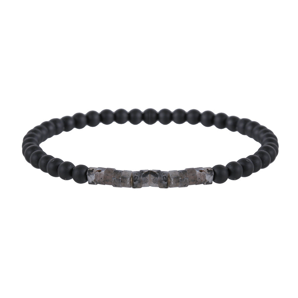 Fashion Commuter Retro Style Bracelet Jewelry Trendy Men's Handmade Beaded Black Gallstone Turquoise Bracelet