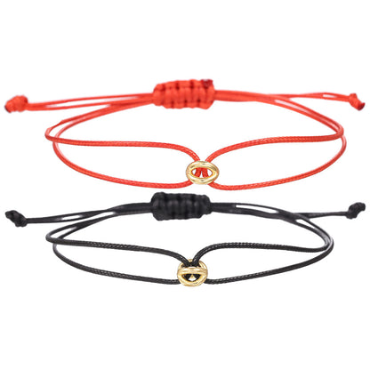 Verstellbares Glückssymbol-Freundschaftsarmband-Set mit geflochtenem Armband