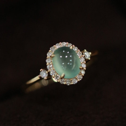 Chalcedony Ring Ring Women's High Ice Big Egg Face Chalcedony Fashion Seiko Open Ring