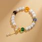 White Porcelain Beads Five Elements Crystal Bracelet White Heart Sutra Purple Manjusri Green Mother Blue Pharmacist Beads Bracelet